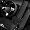NBTEPEM 6 PCS Car Steering Wheel Cover Set, Microfiber Leather Steering Wheel Covers Universal 14.5-15 inch, Center Console Cover, Seat Belt Cushion, Cup Holder Coaster, Car Accessories Set Black
