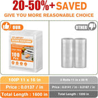 FUNFERY Precut Vacuum Sealer Bags for Food, 100 Gallon 11" x 16", Food Long-Term Storage and Sous Vide Commercial-Grade Bag, 
