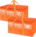 BALEINE 2-Pack Oversized Moving Bags with Reinforced Handles, Heavy-Duty Storage Tote for Clothes, Moving Supplies (Orange, 2