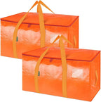 BALEINE 2-Pack Oversized Moving Bags with Reinforced Handles, Heavy-Duty Storage Tote for Clothes, Moving Supplies (Orange, 2