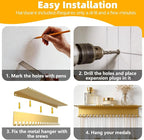 Necklace Jewelry Holder Wall Hanging Organizer Hangers Storage Mounted Shelf with 56 Hooks Tray Display Girls Women Metal Doo
