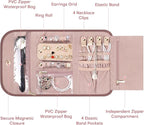 Travel Jewelry Organizer Box, Foldable Travel Case for Earrings, Necklaces, Rings, Bracelets, Red Sandalwood