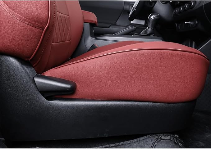 EKR Custom Fit Tacoma Leather Car Seat Covers for Select Toyota Tacoma 2012 2013 2014 2015 (TRD Sport Seats)- Full Set,Leathe