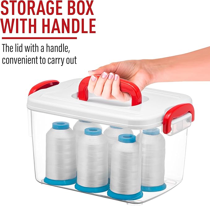 Tribello Clear Plastic Storage Bins with Lids and Handle Stackable Storage Bins, 2 Pack, 5 Quarts and 9 Quarts