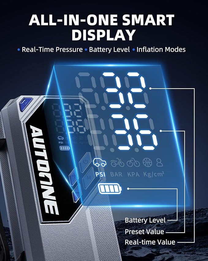 AUTOONE 10000A Jump Starter with Air Compressor, 24000mAh Jump Box with Tire Inflator (All Gas & Diesel) Portable Car