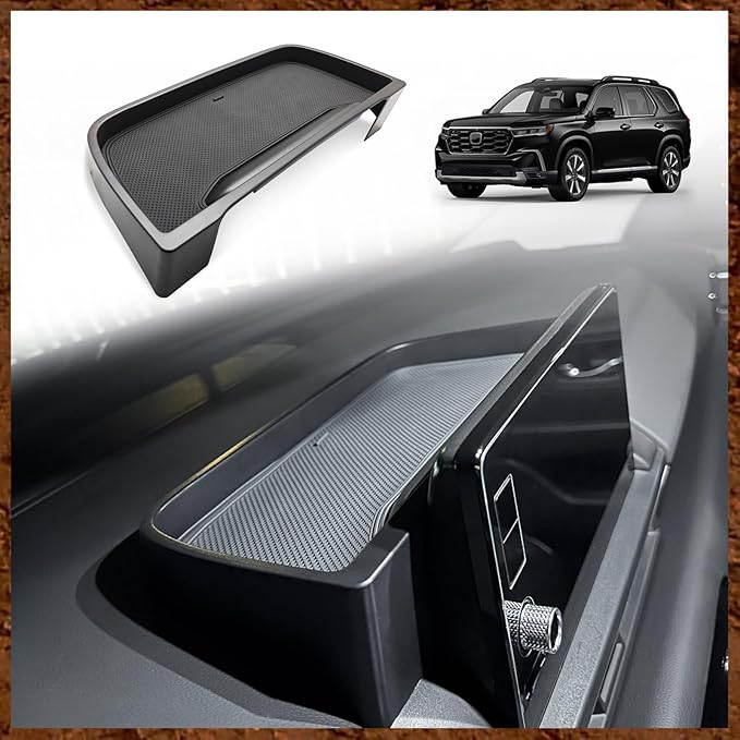 Muslogy for 2026 2025 2024 Pilot Dash Storage Tray Insert Behind Screen Center Console Organizer Interior Accessories Compatible with Honda Pilot 2023-2026 Sport EX-L TrailSport Touring Elite(Black)