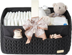 Luxurious Baby Diaper Caddy, Nursery Storage Basket for Newborn Essentials, Travel Baby Basket for Diapers Baby Wipes, Organi