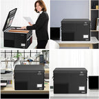 5200℉ Fireproof Document Box with Lock, Waterproof File Organizer with Handle, Portable Collapsible Filing Cabinet with Refle
