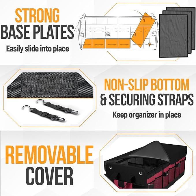 FORTEM Trunk Organizer For SUV Car Organizer and Storage, Multi-Compartment Storage Bag Car Accessories for Women Men, Perfect