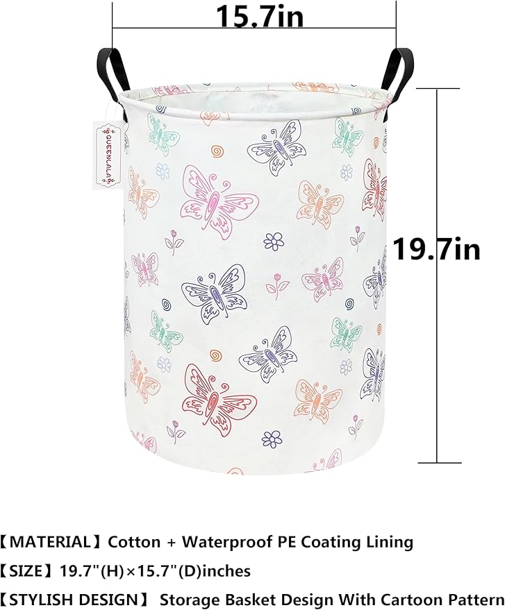 QUEENLALA Large Storage Basket,Laundry Hamper/Bathroom/Home Decor/Collapsible Round Storage Bin,Boys and Girls Hamper/Boxes/C