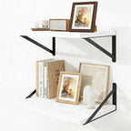 16 inch White Wall Floating Shelves Set of 2 with 2 Picture Frames, 4 x 6 Photo Frame and 5 x 7 Picture Frames