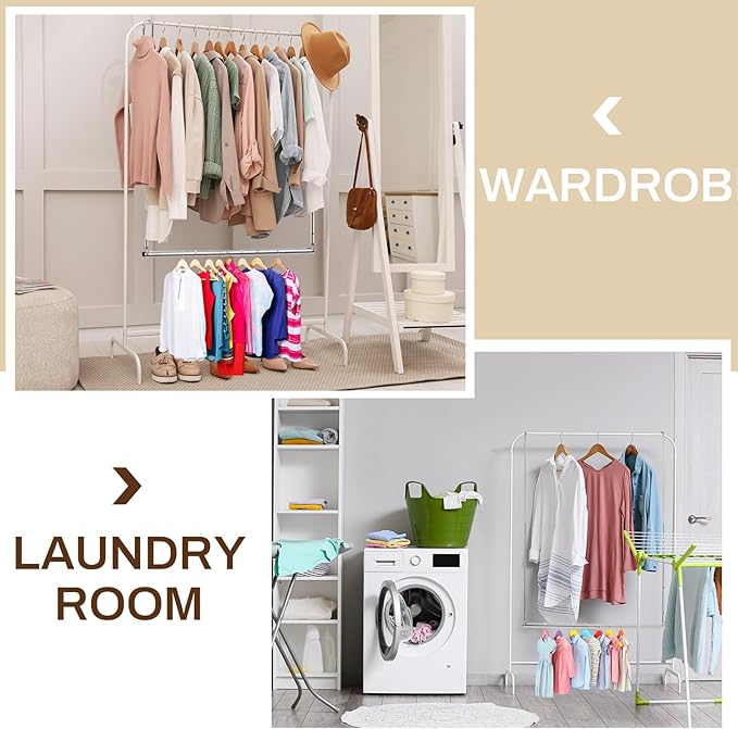 2 Pack Closet Rod Extender Adjustable 16-29 Inches, Double Hanging Organizer Extension for Clothes, Hook-on Storage Bar Adds 