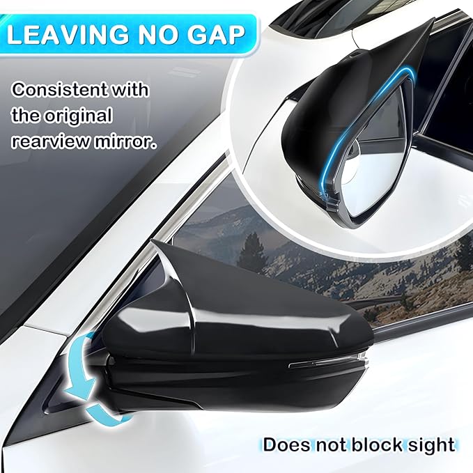 Side Rear View Mirror Cover Exterior Accessories Rearview Wing Mirror Caps Cover Ox Horn Compatible With Honda 10th Gen Civic 2016 2017 2018 2019 2020 2021 Glossy Black