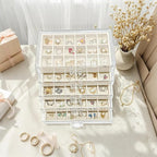 Acrylic Earring Holder Organizer with 5 Drawers Clear Earring Organizer Box with 90 Adjustable Grids Velvet Earring Display C