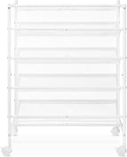 Whitmor 4-Tier Rolling Shoe Cart - Mesh & Metal - Holds up to 24 pairs of Shoes - Double Sided，4-Tier