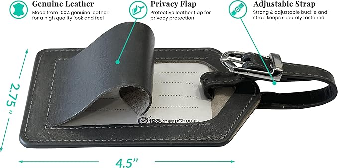 Personalized Monogrammed Leather Luggage Tags - 2 Pack