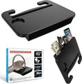 2-in-1 Steering Wheel Desk & Seat Gap Organizer, Portable Steering Wheel Tray with Cup Holder & Pad Slot, Car Food Table for Laptop Eating Working, Multipurpose Road Trip Accessories
