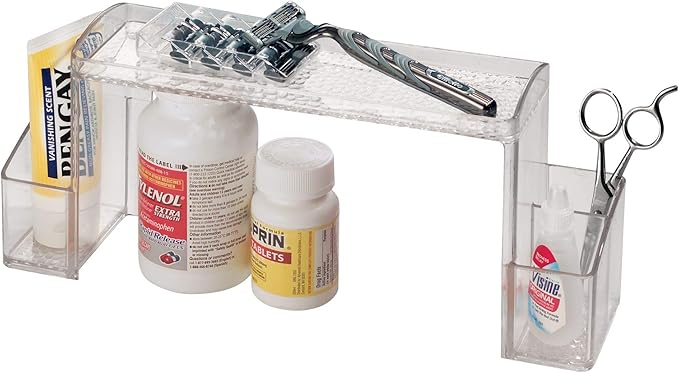 iDesign - 43130 Med+ Plastic High Rise Bathroom Medicine Cabinet Organizer, for Vanity, Prescriptions, Toothbrushes, Toothpas