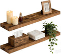 Solid Wood Floating Wall Shelves, Wall Mounted Display Bookshelf for Bedroom, Bathroom, Kitchen, Living Room, Decor Wall,Set 