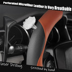 Steering Wheel Cover Universal Standard Size 14.5-15 inch, Breathable Microfiber Leather, Anti-Slip, Soft Grip, Sporty Design