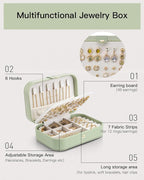 VLANDO Travel Jewelry Case, PU Leather Travel Jewelry Box with Earring Holder, Portable Display Small Jewelry Box for Mothers