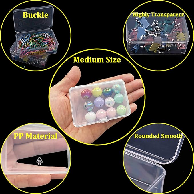 46Pcs Bead Organizer Set, Premium Small and Medium Clear Plastic Storage Boxes for Jewelry Making Crafts Screws Seeds DIY Bra