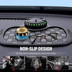 Multifunction Car Anti-Slip Mat,360° Rotatable Phone Holder Dashboard Pad with Hidden Parking Number Plate PVC Grid Style Mat