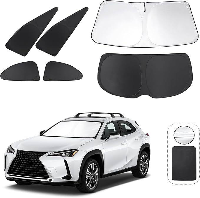 TINGLU Window Shades for Lexus UX 2019-2025 2026 Accessories Car Side Full Windows Windshield Sun Shade Sun UV Rays & Privacy Protection for Camping,Napping,and Relaxing 6PCS