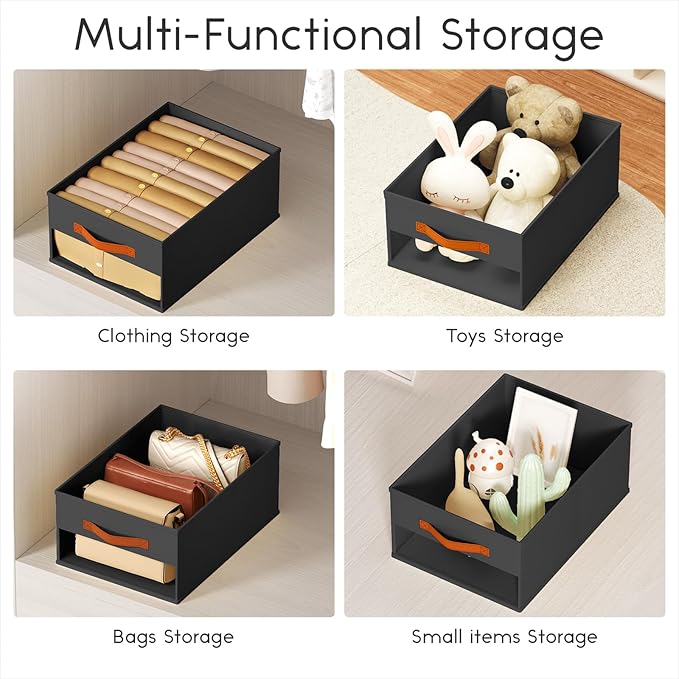 Homsorout Drawer Organizers and Storage - 10 Pack Foldable Pants Organizer with Clear Window & Handles, Fabric Closet Organiz