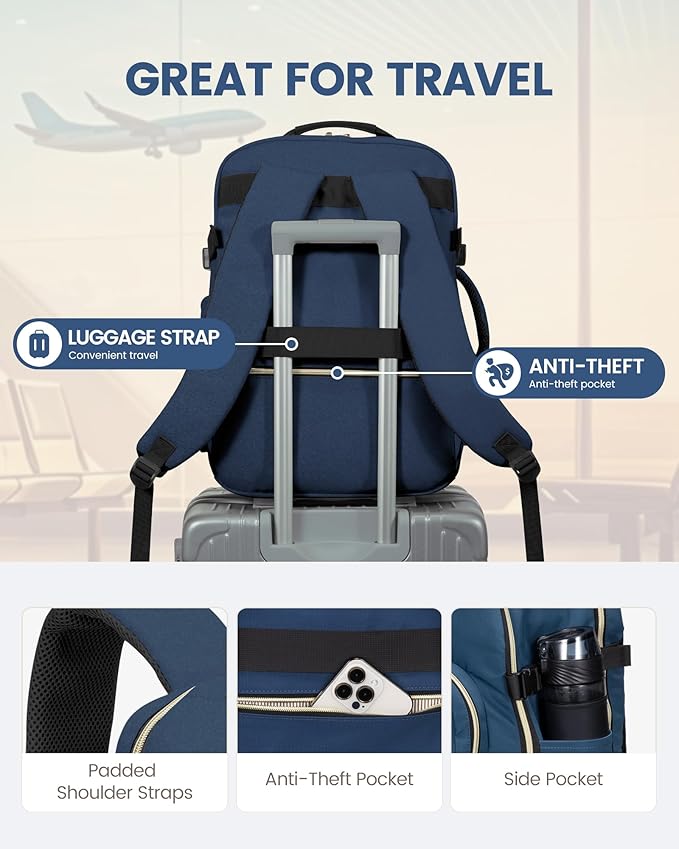 LOVEVOOK Travel Backpack for Women & Men 40L,Airline Approved Carry On Backpack Travel Essentials,TSA Carry on Luggage,Waterp
