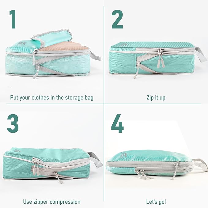 5 Set Packing Cubes For Travel Essentials, Luggage Packing Organization Cubes Suitcase Organizer Bags Set For Luggage Travel 