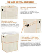 Car Trash Can with Lid, Cute Leakproof Car Trash Garbage Bag Hanging Vehicle Trash Bin Small Portable Automotive Garbage Cans Organizer for Back/Front Seat/Console(2.8 Gallons,Beige