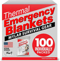 Mart Cobra Emergency Blanket 100-Pack | Reflective Thermal Blanket | Survival Gear | Lightweight Mylar Blankets | Retains 90%