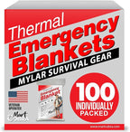 Mart Cobra Emergency Blanket 100-Pack | Reflective Thermal Blanket | Survival Gear | Lightweight Mylar Blankets | Retains 90%