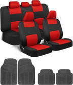BDK PolyPro Car Seat Covers Full Set Combo with Front and Rear Waterproof All -Weather Car Floor Mats - Universal Fit Automot
