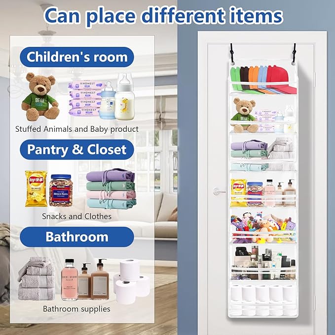 7-layer large capacity Hat Organizer, Hat Rack for Door With Dust Cover, Adjustable Hooks, And Transparent Visible Over The D