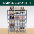 Smiry Bamboo Shoe Rack 6-Tier, Stackable Wooden Shoe Organizer for Entryway & Closet, Free Standing Wood Shoe Storage Shelf f