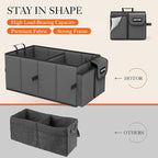 HOTOR Foldable Trunk Organizer - 2-Compartment 21.3x12.6x10.6 Grey SUV & Sedan Organizer for Accessories, Tools and Sundries