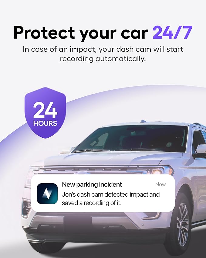 Nexar Beam GPS Dash Cam - Dash Camera for Cars with 32GB SD Card Included Unlimited Cloud Storage 24H Parking Mode Dash Cam f