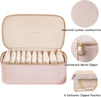 VLANDO Travel Jewelry Box Organizer – Portable PU Leather Jewelry Case with 6/8/12 Zippered Pouches, Compact Storage for Earr