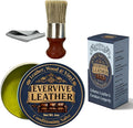 Leather & Wood Restoring Salve - 4oz Furniture Polish & Conditioner with Applicator Brush & Microfiber Towel, for Leather Cou