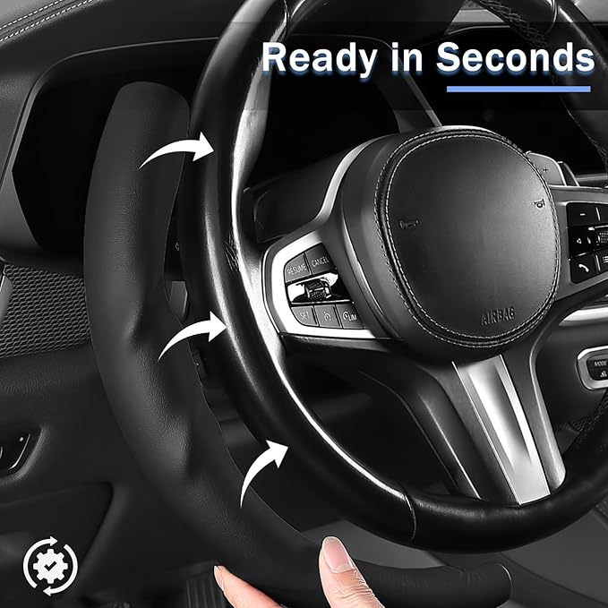 Steering Wheel Cover for BMW 3 4 Series(2021-2024) 5 Series(2020-2023) X5(2019-2020) X7(2020-2025) 328i 320i 330i 325i 528i 535i 530i M3 2 4 7 8 Series X3M X4 X6 XM M2 M4 M5 M8 Z4 i4, Black