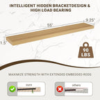 55 Inch Floating Shelves, 3D Textured Wood Grain, 55"x9.25"x1.5" Inch Deep Floating Shelves for Wall, Wooden Shelves for Bath