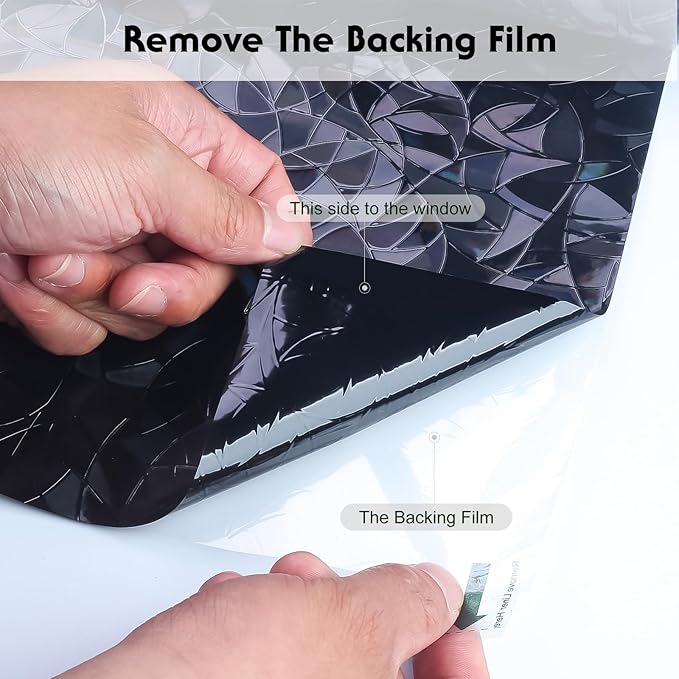 Volcanics Total Blackout Window Privacy Film with Installation Tools, Rainbow Room Darkening Black Window Cover, Static Cling 100% Light Blocking 35.4 x 78.7 Inches