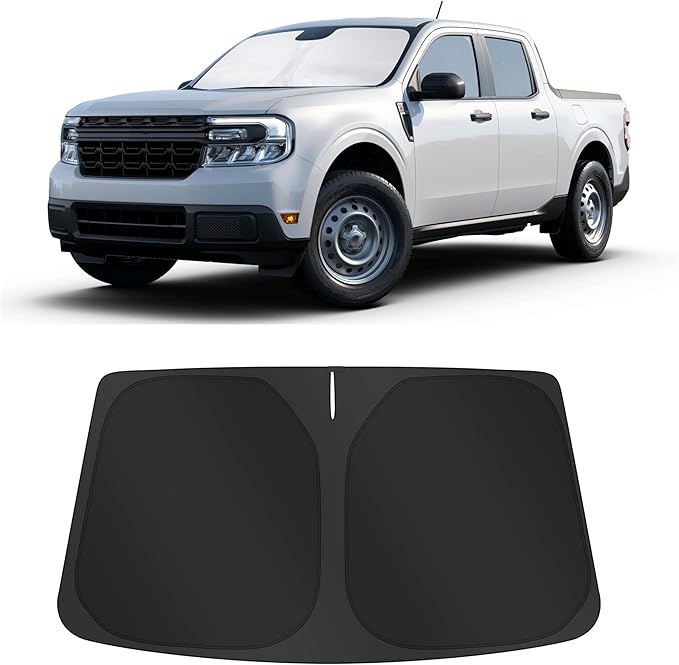 TINGLU Sun Shade for Ford Maverick Hybrid XL XLT Lariat Truck 2022-2026 Accessories Windshield Sun Shade Window Shade UV Rays Protection Sun Visor Cover with Steering Wheel Sunshade Storage Bag