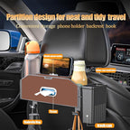 Back Seat Car Organizer,5 in 1 Multifunctional Car Back Seat Storage Box with Trash Can Drink Cup Holder Tissue Box, for Hold Phone,Snacks, Drinks, Handbag-Brown