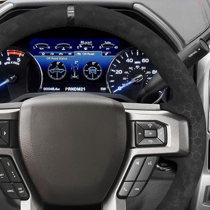 MEWANT Hand Stitch Hive Embossed Athsuede Steering Wheel Cover for Ford F150 Expedition 2018-2021 Ford F150 Accossory