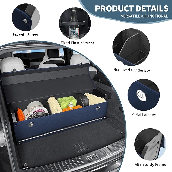 Car Trunk Organizer, Leather Trunk Organizer for Suv with Lid and Push-pull Handle Car Trunk Leather Storage Box Extra Large Ca