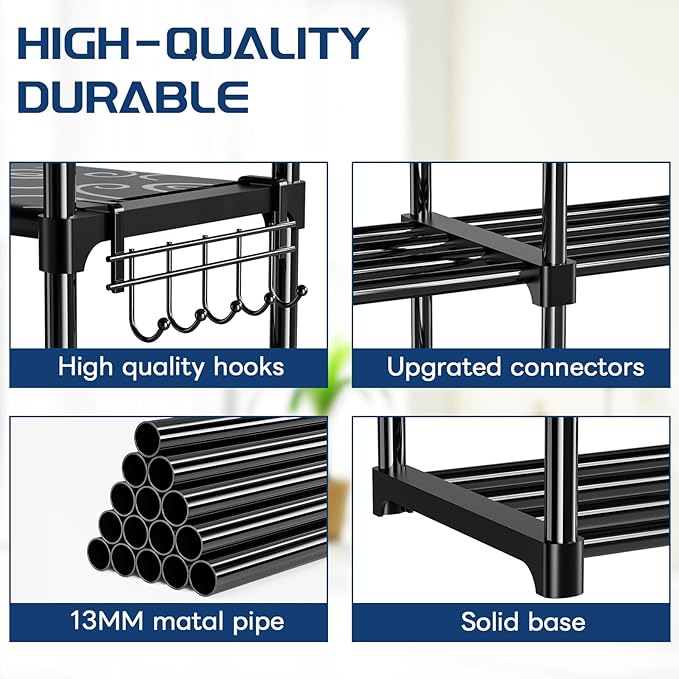 Mavivegue 10 Tiers Shoe Rack Tall Shoe Organizer Shoe Storage 55-65 Pairs Vertical Shoe Shelf Large Shoe Rack Organizer Stack