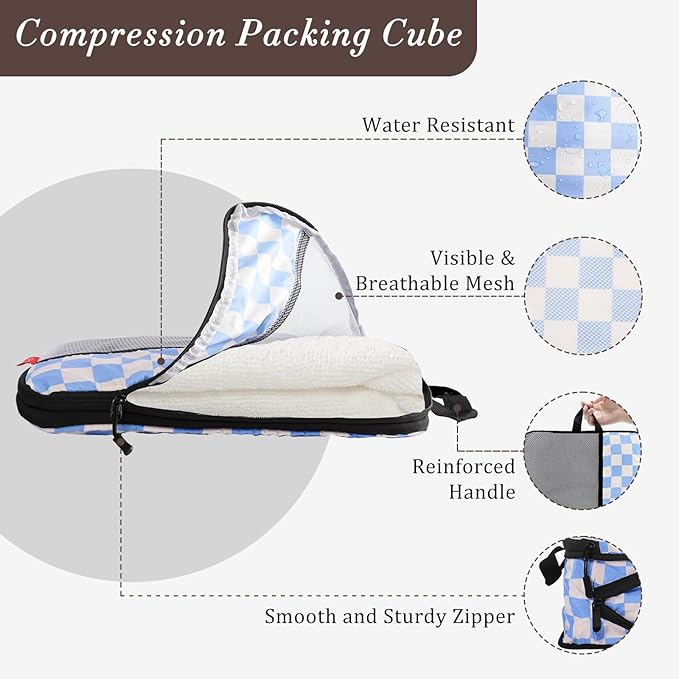 U+U 4 Set Compression Packing Cubes - Ultralight Travel Organizers, Space-Saving Suitcase Organizer, Expandable Packing Cubes